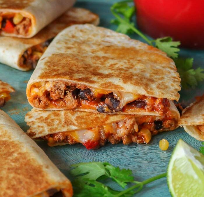 Cheesy Ground Turkey Quesadillas