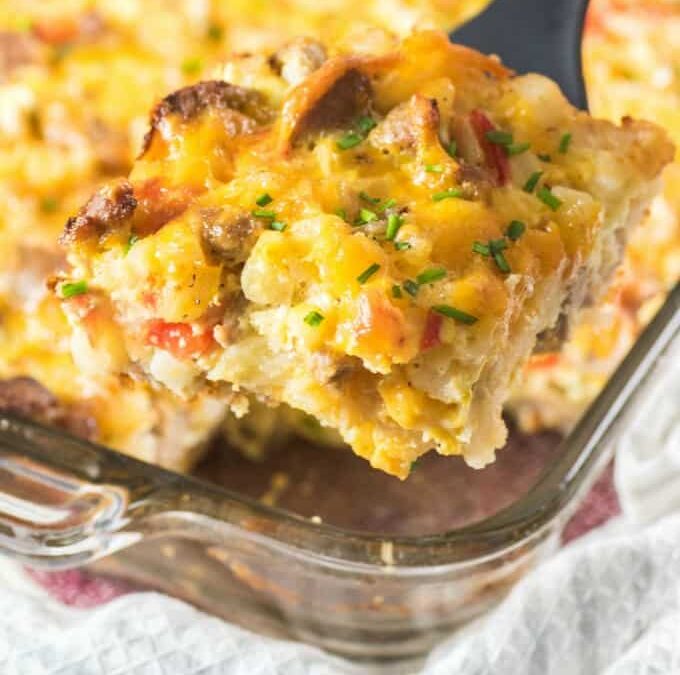 Turkey Sausage Hash Brown Breakfast Casserole