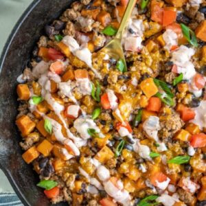 Close Turkey Sweet Potato Skillet